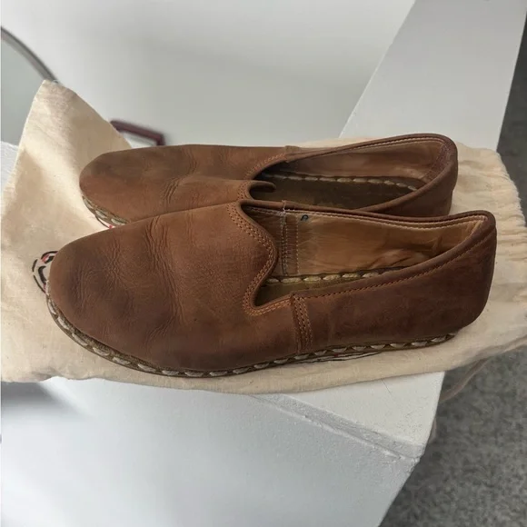Sabah Brown Leather Slip-On Shoes Size 39 - Picture 3 of 9